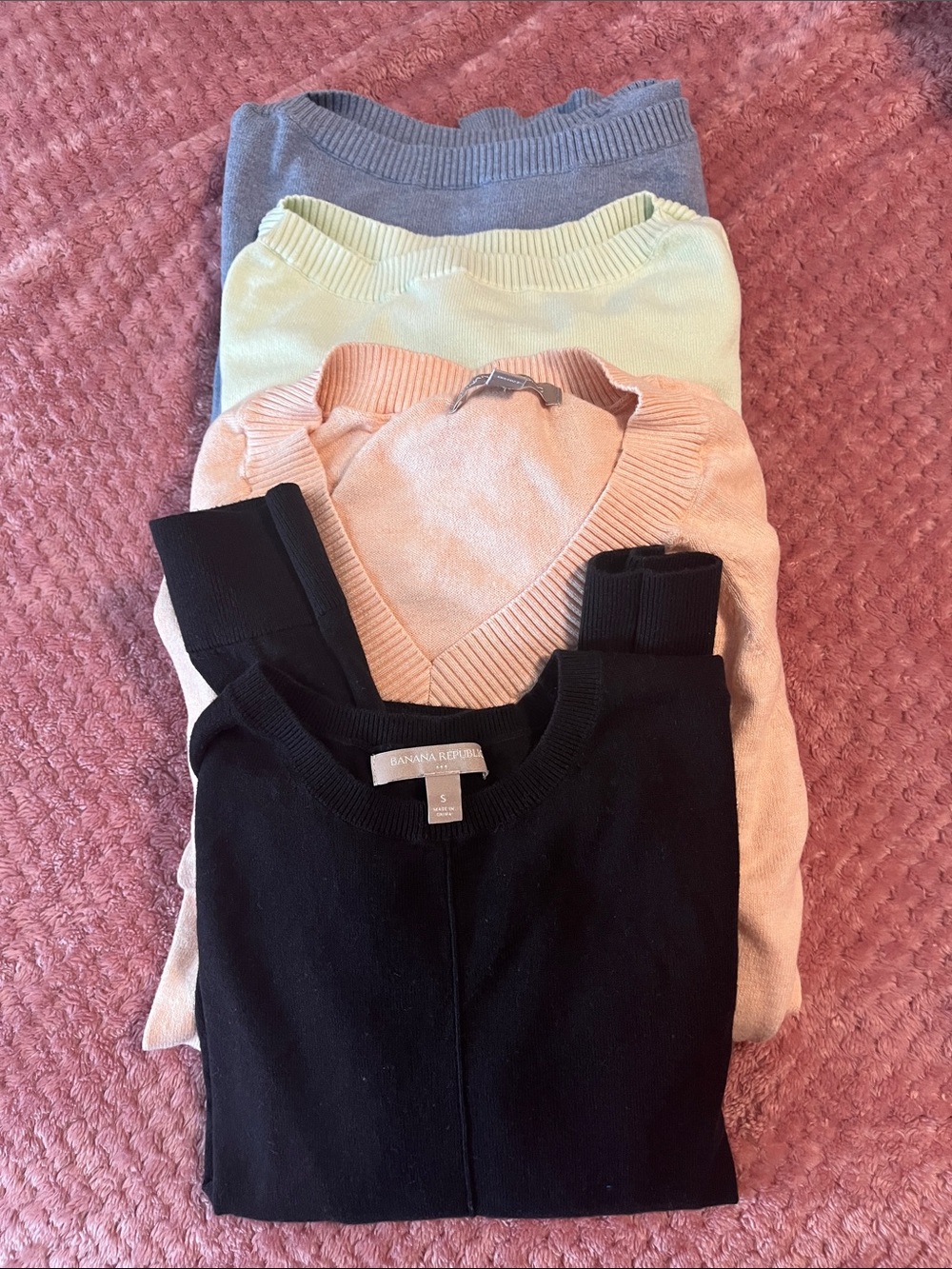 Banana Republic Bundle Black Sweater with Pastel Knit Trio 4 Sweaters